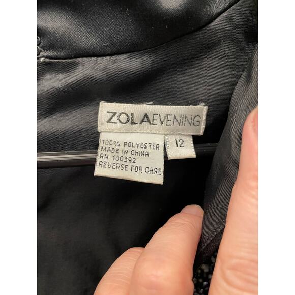 Zola Evening luxury size 12 zip back sequins black top - Picture 2 of 5
